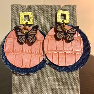 Denim, handmade earrings